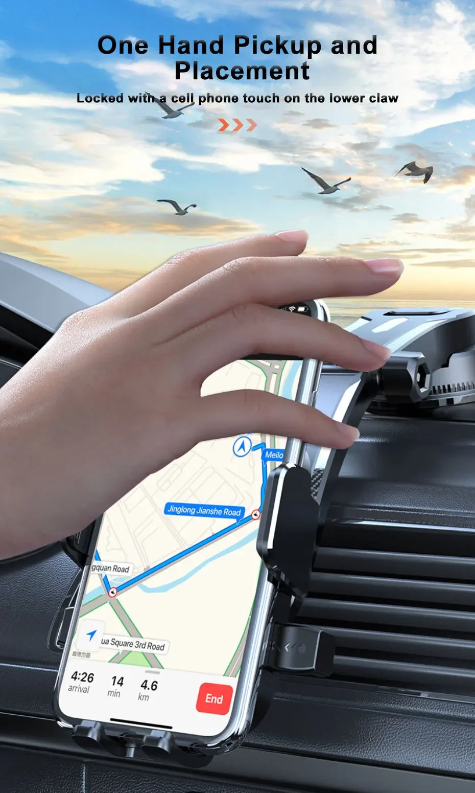 Universal Car Dashboard Phone Holder Auto Cellphone Stand for GPS Navigation Desk Windshield Hanging Bracket