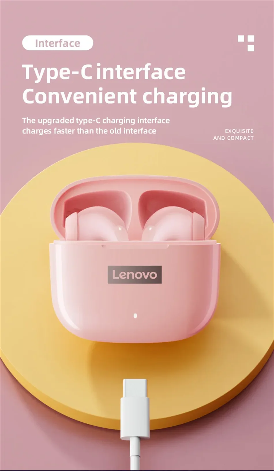 Lenovo LP40 Pro Bluetooth V5.3 Earphones Anti-sweat Lightweight Headphones Compatible With Smart Phone Laptop Computer Earbuds
