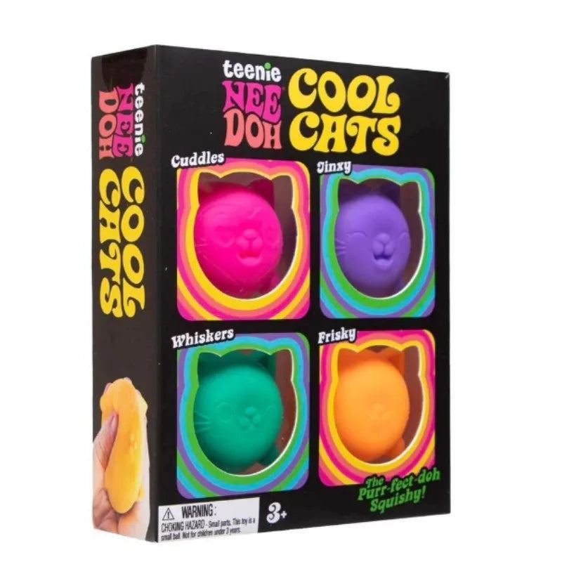 Schylling Needoh Cute Cat Squishy Toys Slow Rise Stress Relief Ball Sensory Fidget Toys for Adult Kids Anti-Anxiety Sensory Toys