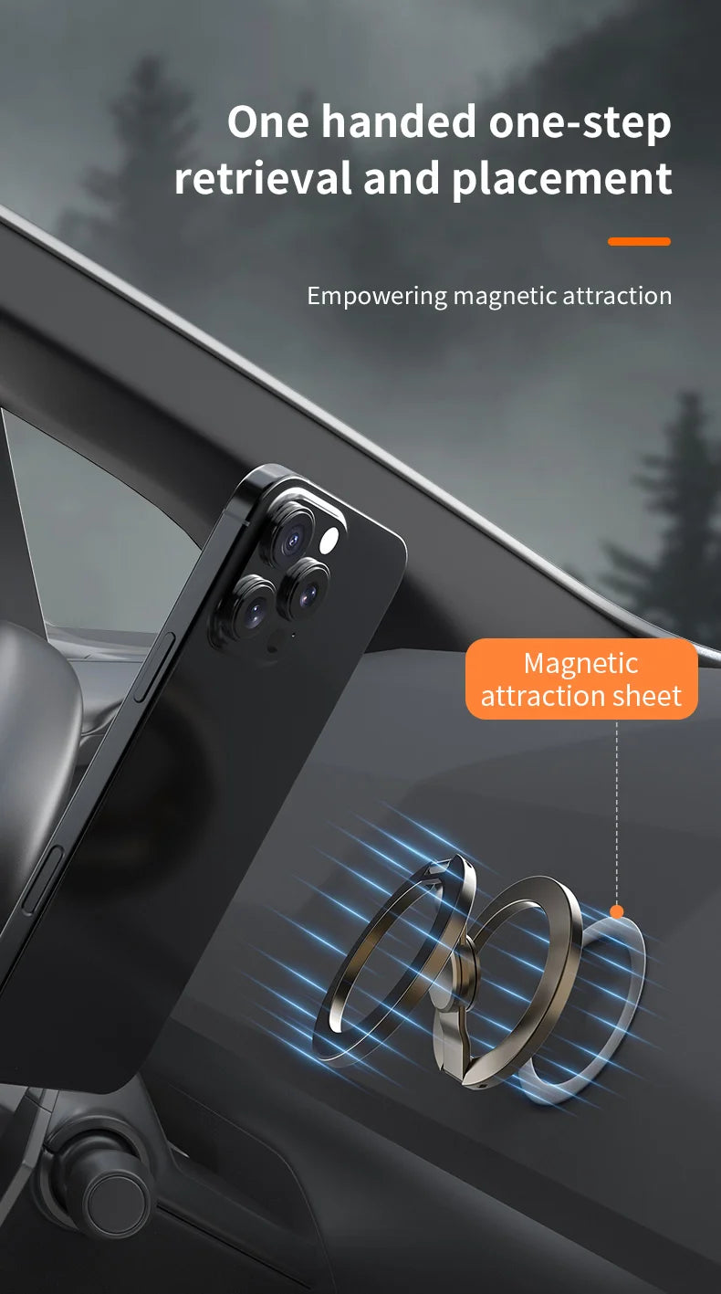 Foldable Double-Sided Mobile Phone Holder for Magsafe iPhone 17 16 15 14 13, 360° Rotation Stand with Strong Magnet Finger Grip