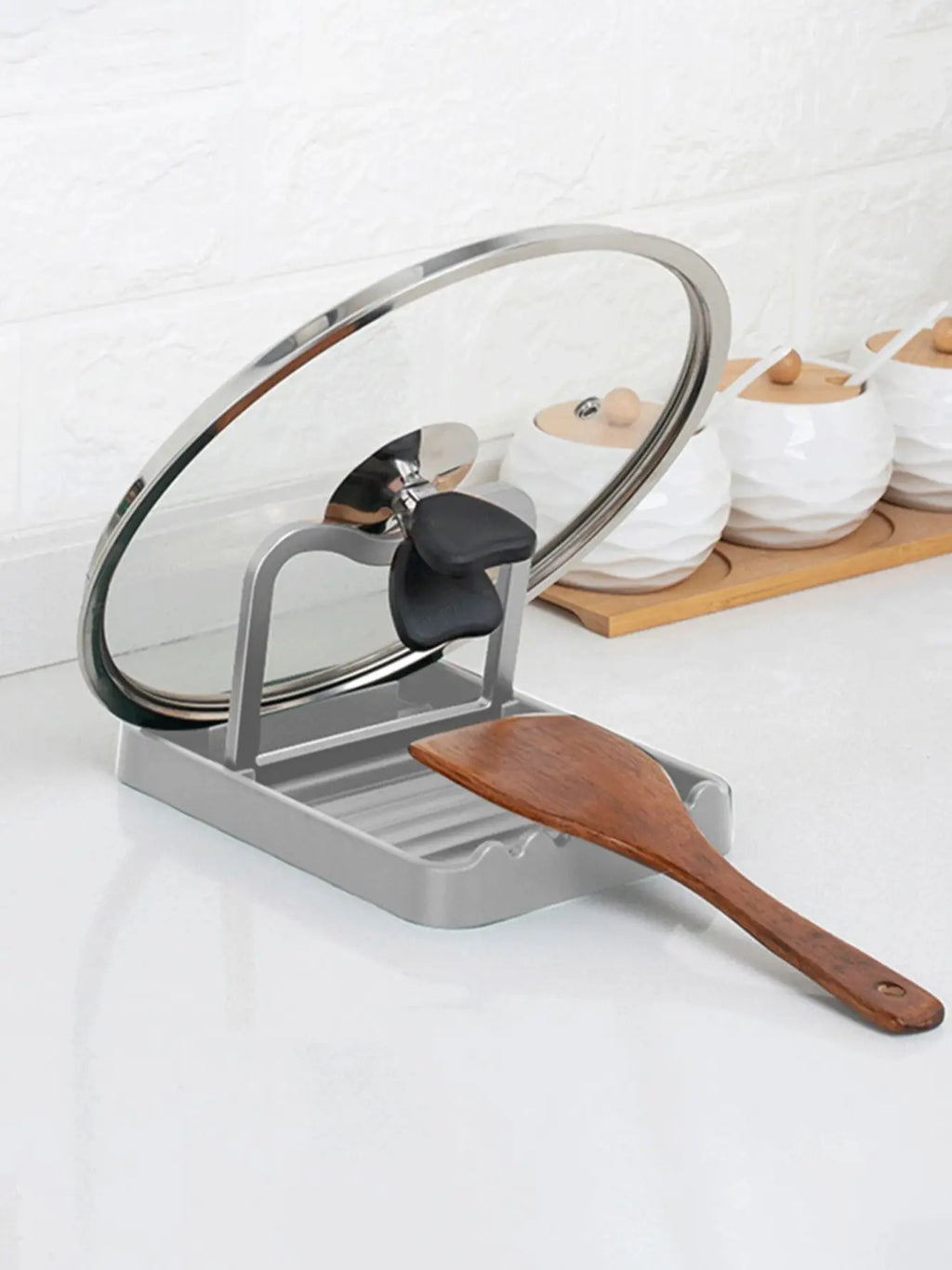 1-3PC Spatula Pot Lid Holder Foldable Multifunctional Upright Stand  Kitchen Draining Rack Wave Anti-slip Storage Organiser