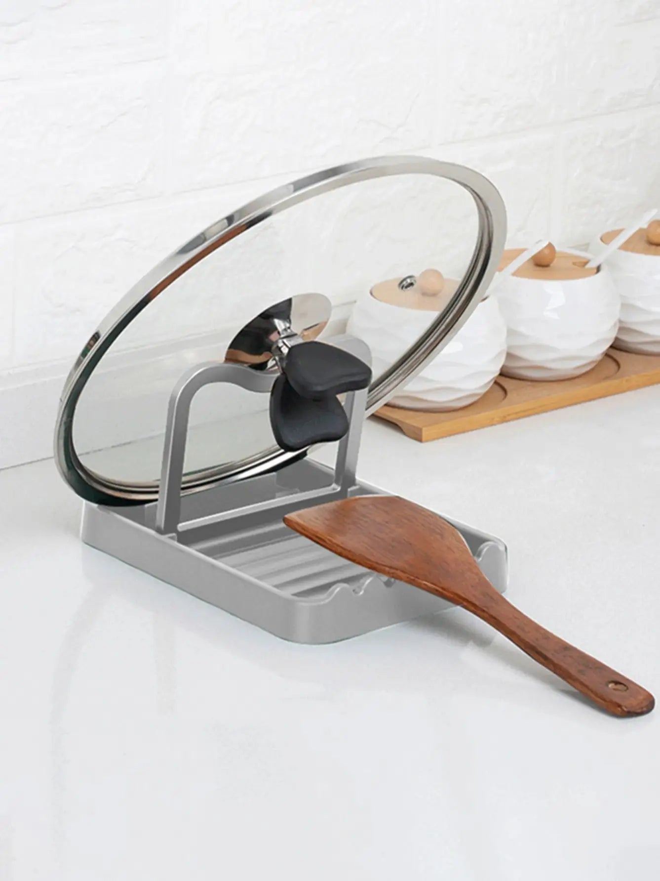 1-3PC Spatula Pot Lid Holder Foldable Multifunctional Upright Stand  Kitchen Draining Rack Wave Anti-slip Storage Organiser