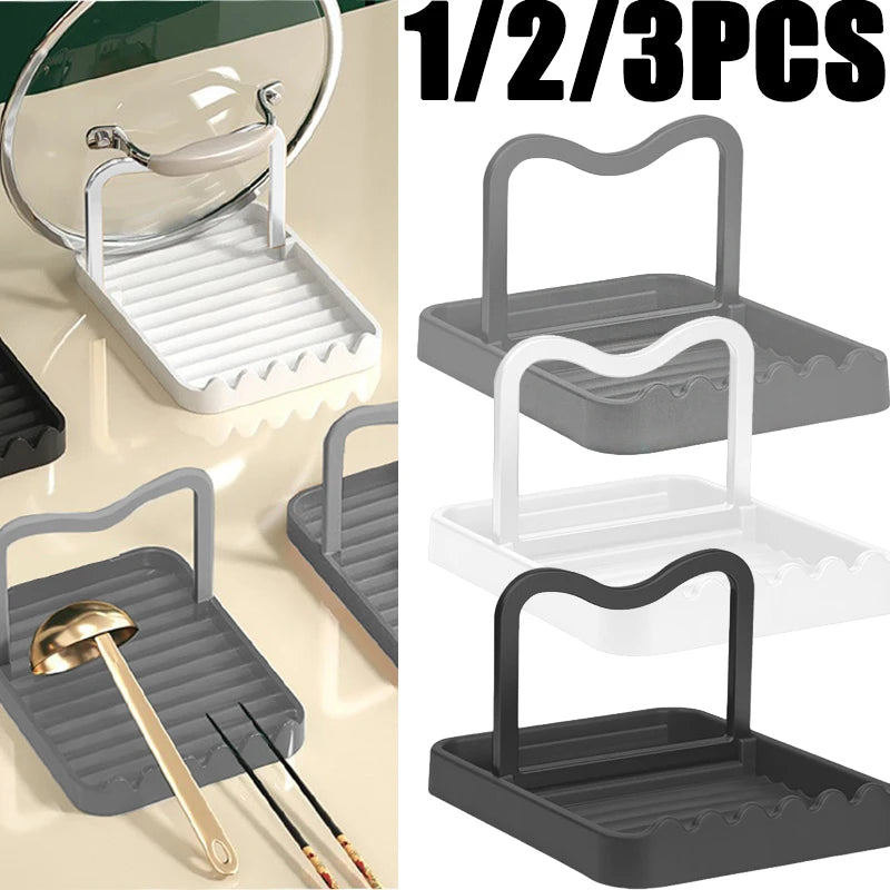1-3PC Spatula Pot Lid Holder Foldable Multifunctional Upright Stand  Kitchen Draining Rack Wave Anti-slip Storage Organiser