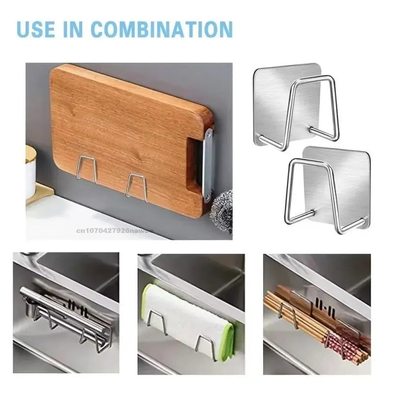 Kitchen Sponge Holder Sink Sponge Rack Stainless Steel Sponges Stand Drainer Sponges Sink Shelf for Knife Towel Holder Wall Hook