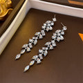 Vintage Full Rhinestone Women's Earrings Luxury Leaf Shaped Palace Earrings European And American Ear Jewelry For Party Wedding