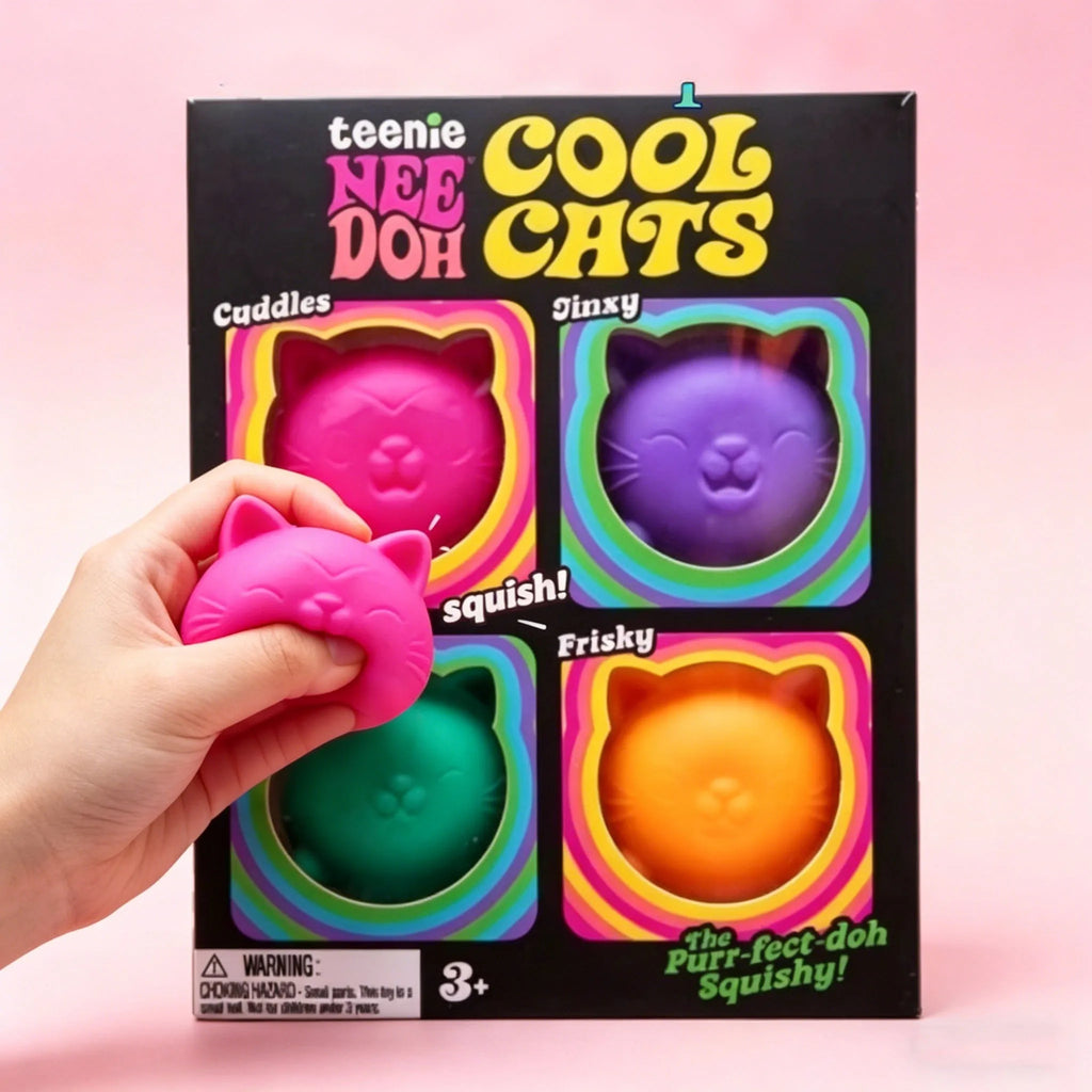 Schylling Needoh Cute Cat Squishy Toys Slow Rise Stress Relief Ball Sensory Fidget Toys for Adult Kids Anti-Anxiety Sensory Toys