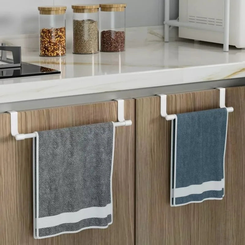 Towel Rack Over Door Stainless Steel Towel Bar Storage Organizer Bathroom Kitchen Cabinet Door Hanging Towel Rack