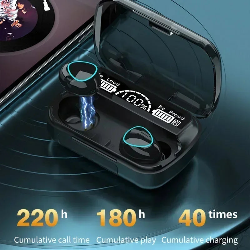 TWS M10 Wireless Bluetooth Headset with Charge Box for Phone Noise Cancelling Mic Earbuds LED Display Headphones Sport Earphones