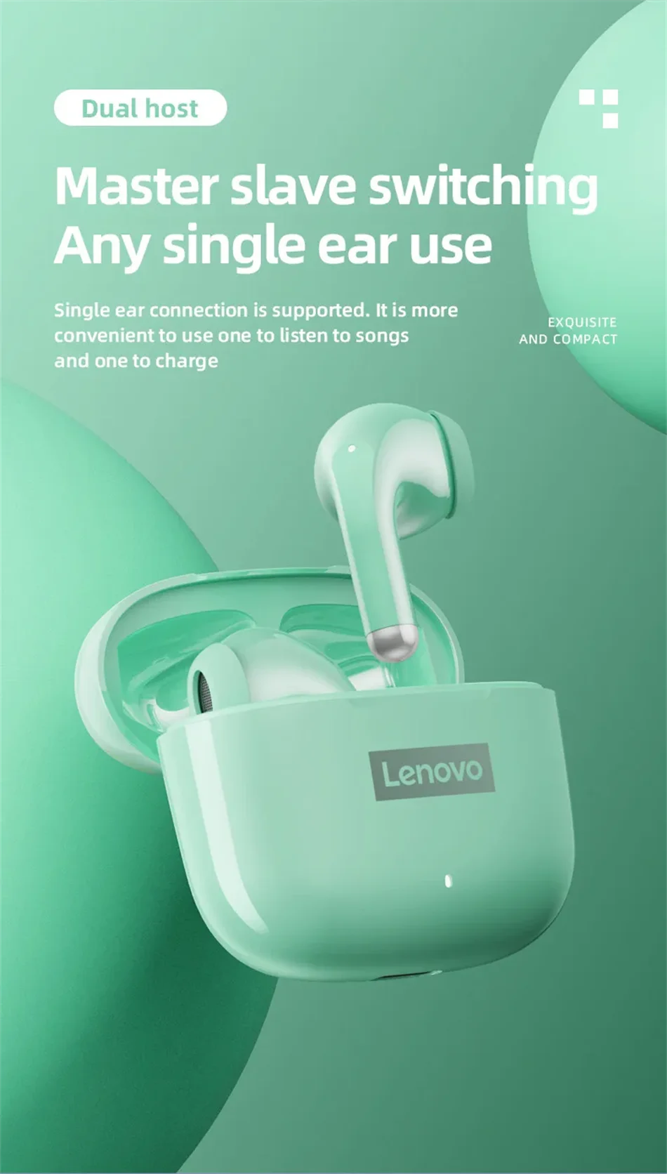 Lenovo LP40 Pro Bluetooth V5.3 Earphones Anti-sweat Lightweight Headphones Compatible With Smart Phone Laptop Computer Earbuds