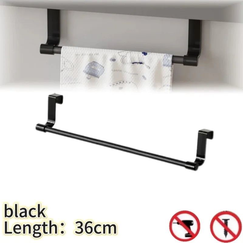 Towel Rack Over Door Stainless Steel Towel Bar Storage Organizer Bathroom Kitchen Cabinet Door Hanging Towel Rack