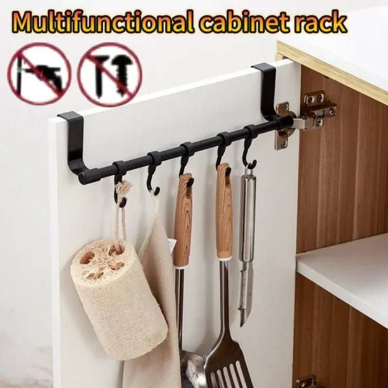 Towel Rack Over Door Stainless Steel Towel Bar Storage Organizer Bathroom Kitchen Cabinet Door Hanging Towel Rack