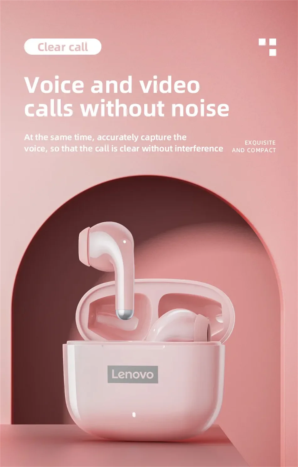 Lenovo LP40 Pro Bluetooth V5.3 Earphones Anti-sweat Lightweight Headphones Compatible With Smart Phone Laptop Computer Earbuds
