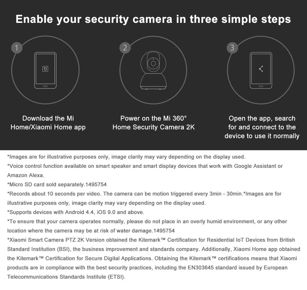 New Xiaomi Smart Camera 2K 1296P HD 360 Angle Indoor Baby Security Monitor WIFI Night Webcam Video IP Camera Mi Smart Home