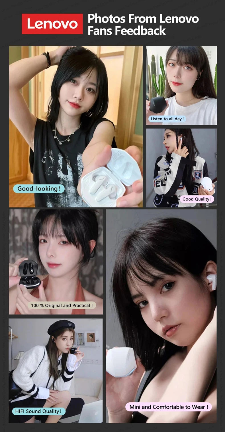 Choice Lenovo GM2 Pro Earphone Bluetooth 5.3 Headphones with Mic 9D Stereo Pro 6 Earbuds Dual Modes Music Game Wireless Headset