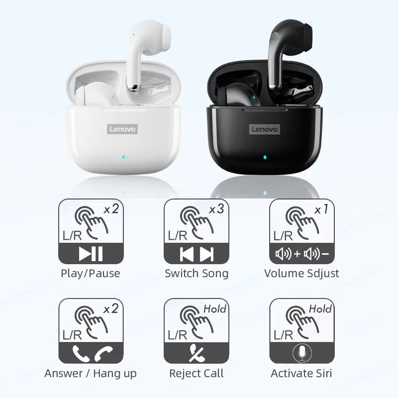 Lenovo LP40 Pro Bluetooth V5.3 Earphones Anti-sweat Lightweight Headphones Compatible With Smart Phone Laptop Computer Earbuds