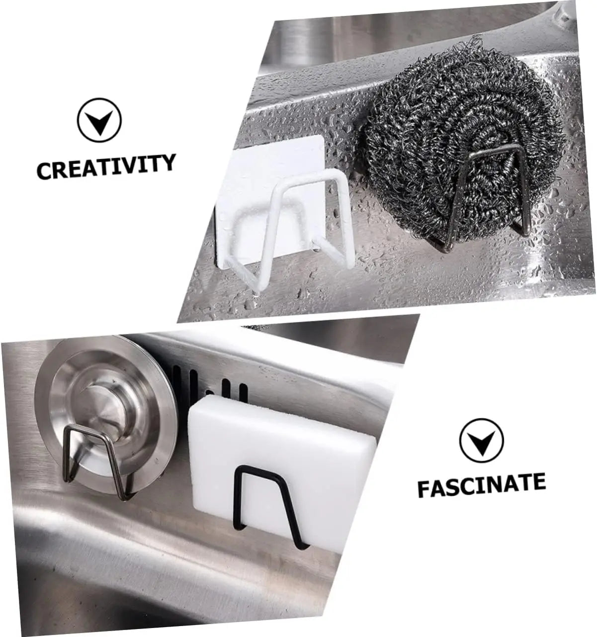 1 Pieces Sponges Holder Kitchen Drain Stainless Steel Rack Self Adhesive Storage Holder Wall Hook Kitchen Tool Wholesale