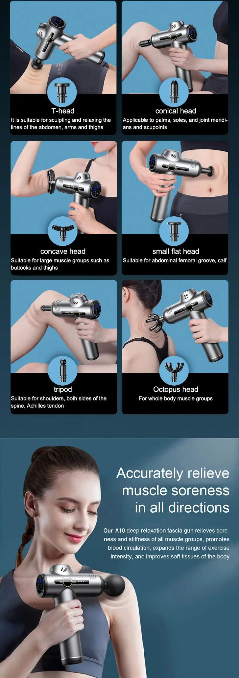 Portable Gun Vibration Massage Gun For Body Neck Back Deep Muscle Relaxation Fitness Slimming One Head