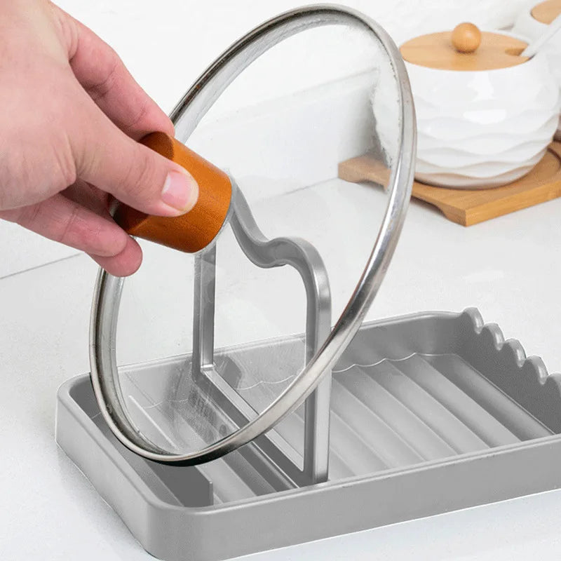 1-3PC Spatula Pot Lid Holder Foldable Multifunctional Upright Stand  Kitchen Draining Rack Wave Anti-slip Storage Organiser
