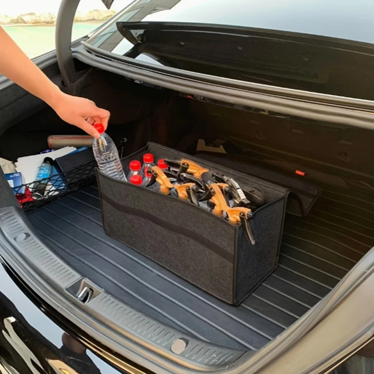 Large Anti Slip Compartment Boot Storage Organizer Tool Car Storage Bag Car Trunk Organizer Soft Felt Storage Box Accessories
