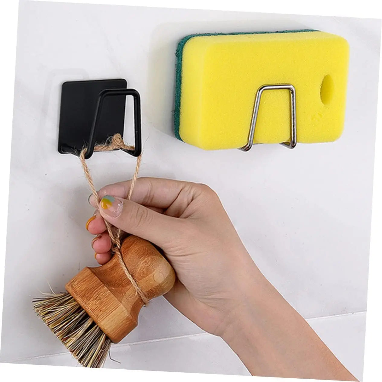 1 Pieces Sponges Holder Kitchen Drain Stainless Steel Rack Self Adhesive Storage Holder Wall Hook Kitchen Tool Wholesale