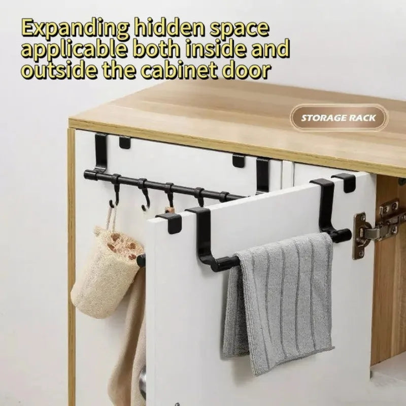 Towel Rack Over Door Stainless Steel Towel Bar Storage Organizer Bathroom Kitchen Cabinet Door Hanging Towel Rack