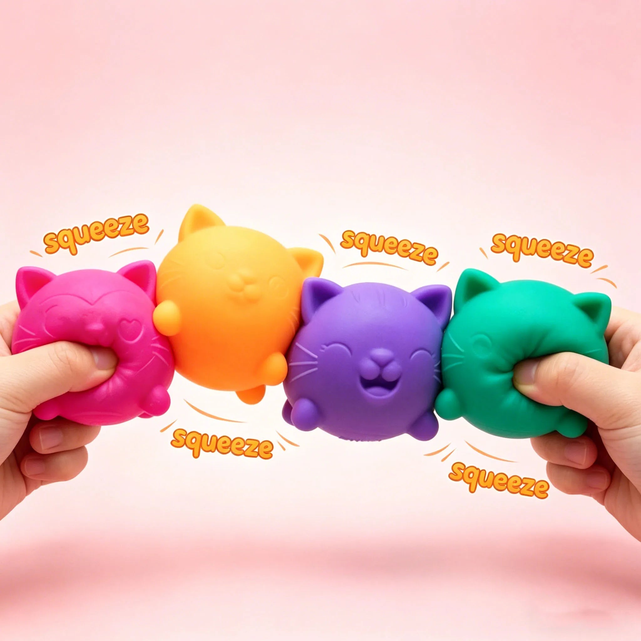 Schylling Needoh Cute Cat Squishy Toys Slow Rise Stress Relief Ball Sensory Fidget Toys for Adult Kids Anti-Anxiety Sensory Toys