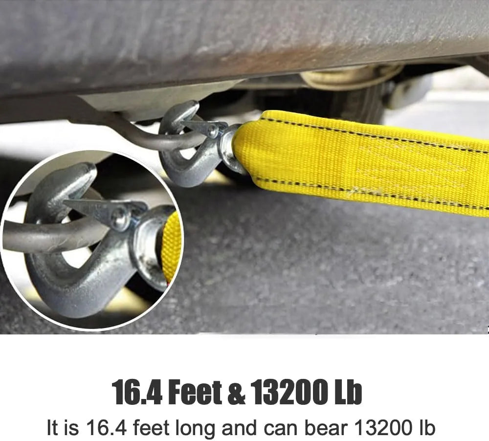 1pc 4M Car Tow Cable Heavy Duty 5 Ton Trailer Rope Towing Pull Rope Strap Hooks Van Road Recovery Car Accessories
