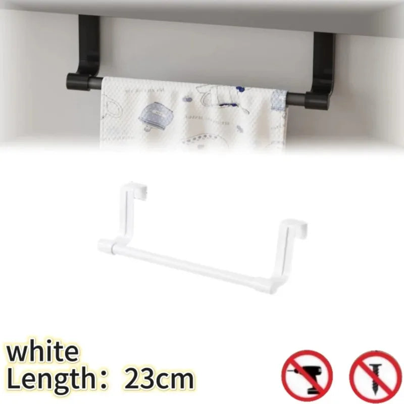 Towel Rack Over Door Stainless Steel Towel Bar Storage Organizer Bathroom Kitchen Cabinet Door Hanging Towel Rack