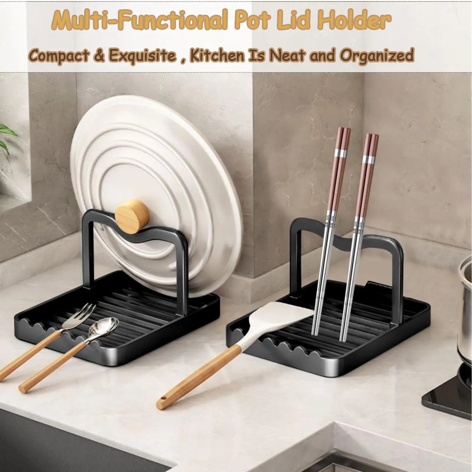 1-3PC Spatula Pot Lid Holder Foldable Multifunctional Upright Stand  Kitchen Draining Rack Wave Anti-slip Storage Organiser