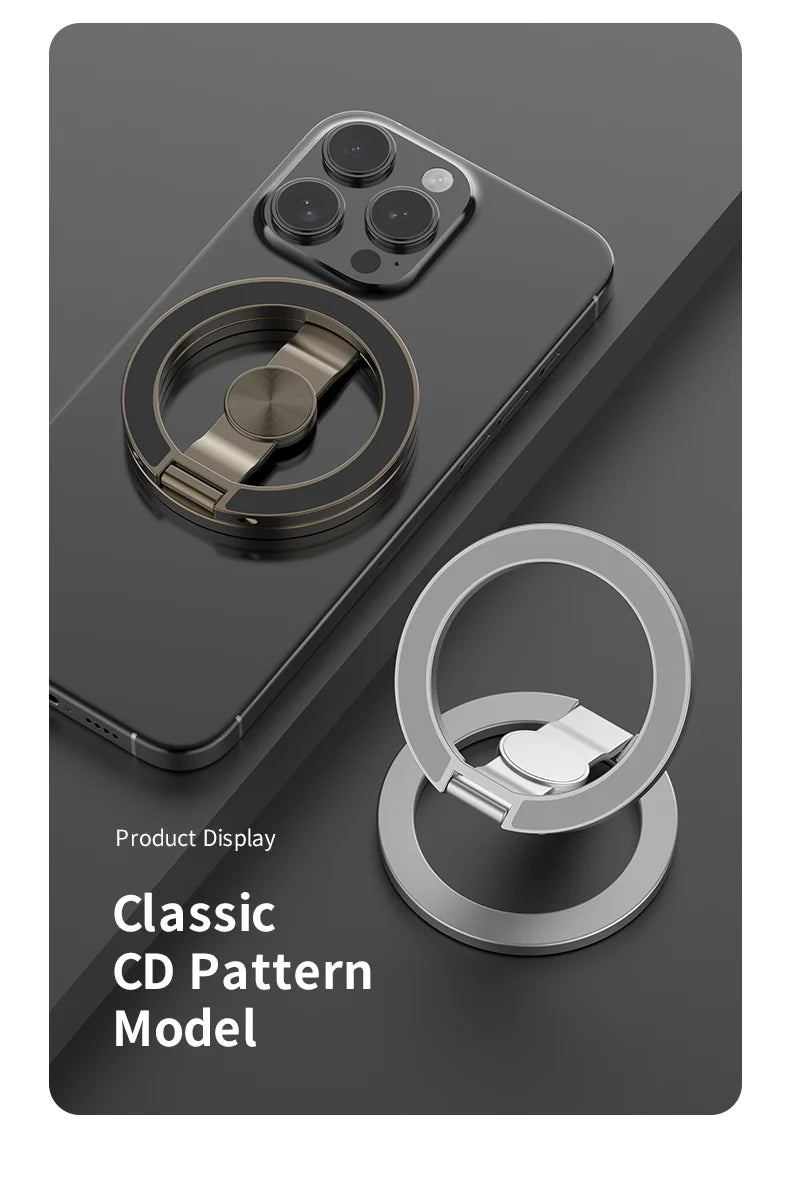 Foldable Double-Sided Mobile Phone Holder for Magsafe iPhone 17 16 15 14 13, 360° Rotation Stand with Strong Magnet Finger Grip