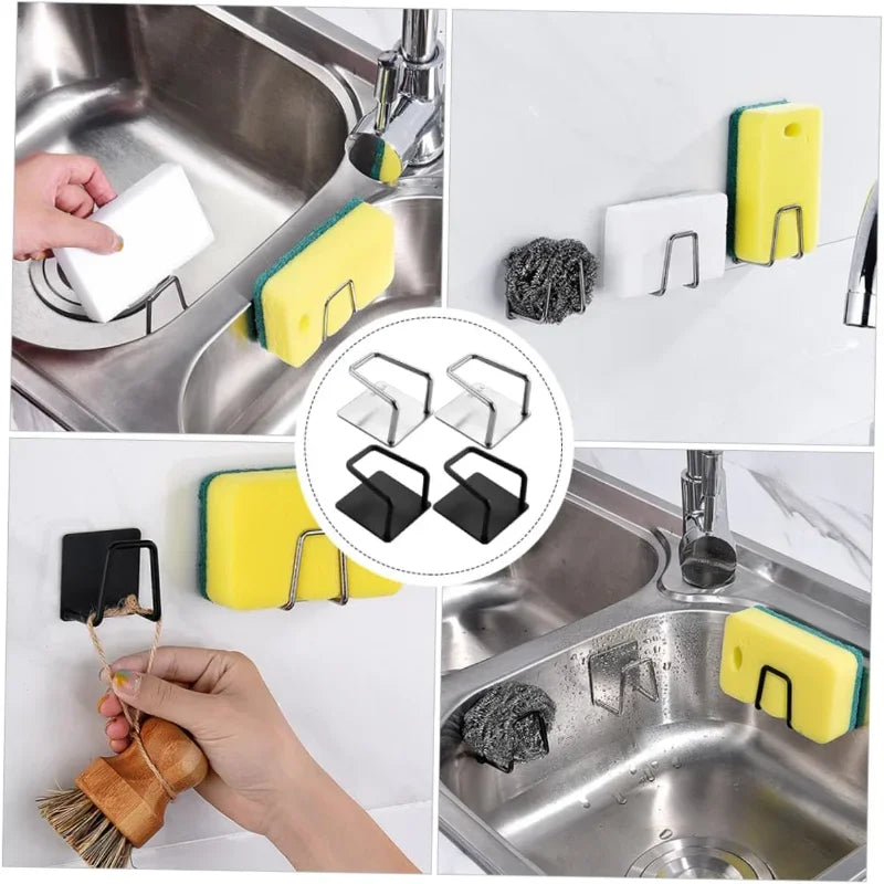 1 Pieces Sponges Holder Kitchen Drain Stainless Steel Rack Self Adhesive Storage Holder Wall Hook Kitchen Tool Wholesale