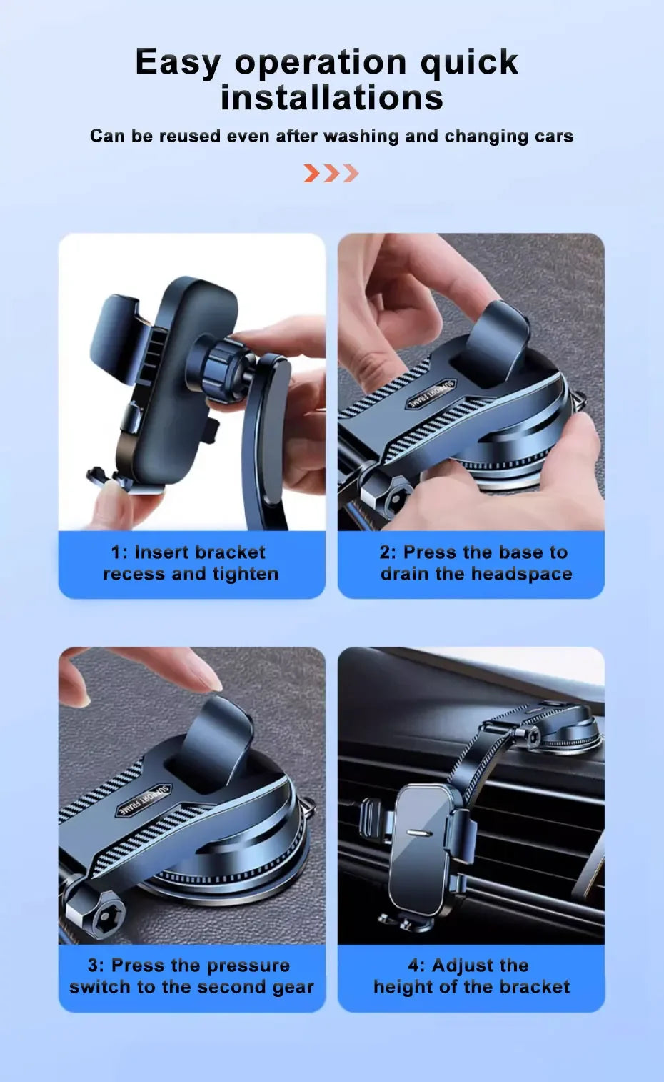 Universal Car Dashboard Phone Holder Auto Cellphone Stand for GPS Navigation Desk Windshield Hanging Bracket