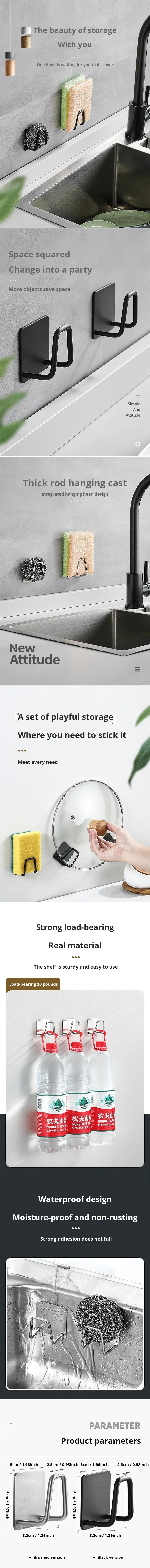 Kitchen Sponge Holder Sink Sponge Rack Stainless Steel Sponges Stand Drainer Sponges Sink Shelf for Knife Towel Holder Wall Hook