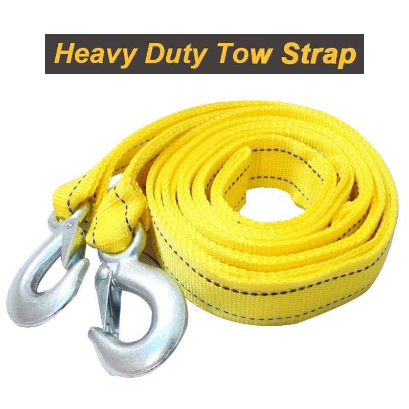 1pc 4M Car Tow Cable Heavy Duty 5 Ton Trailer Rope Towing Pull Rope Strap Hooks Van Road Recovery Car Accessories